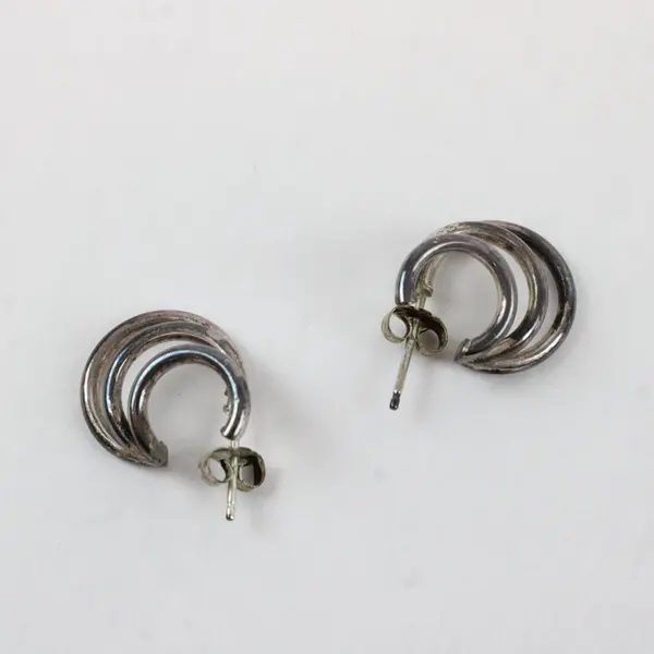 Vintage Silver-Tone Triple-Hoop Earrings