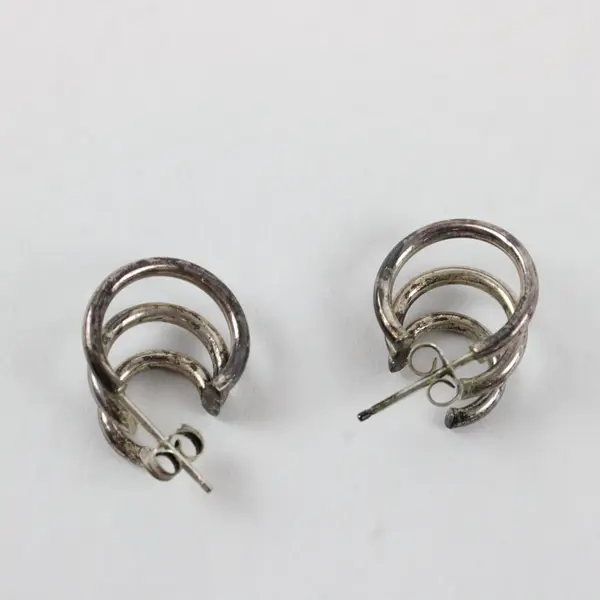 Vintage Silver-Tone Triple-Hoop Earrings