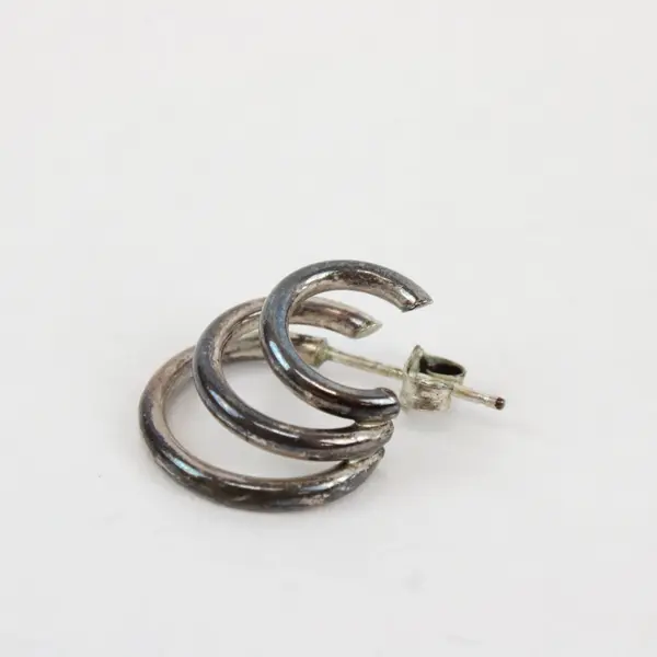 Vintage Silver-Tone Triple-Hoop Earrings