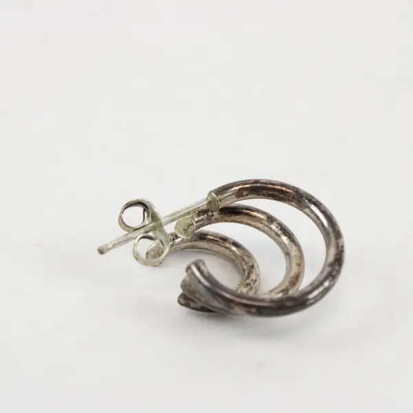 Vintage Silver-Tone Triple-Hoop Earrings