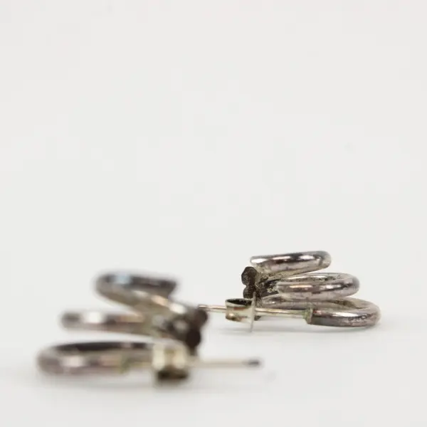 Vintage Silver-Tone Triple-Hoop Earrings