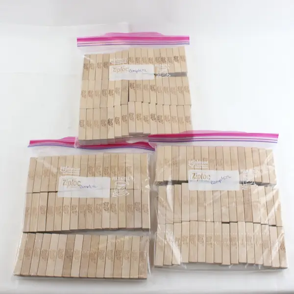 Set of 3 Bags of Wooden Jenga Building Blocks Natural Learning Toy 48 in each