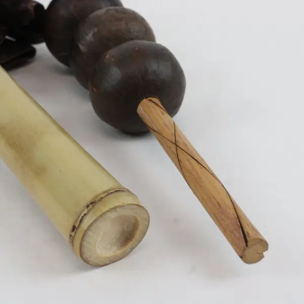 Lot of 2 Handmade Bamboo Seed Pod Shakers Rattles
