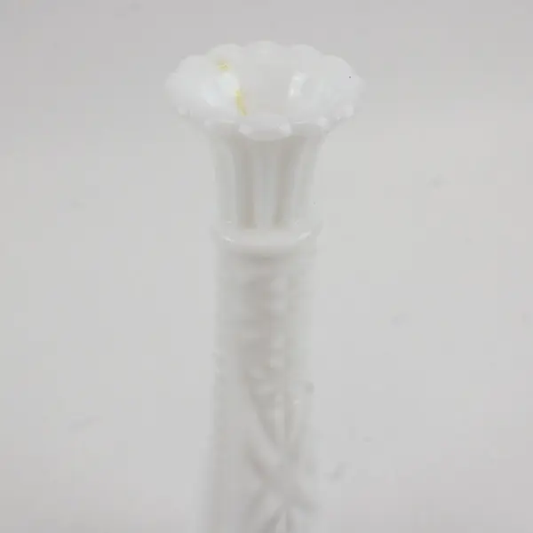 Anchor Hocking Stars & Bars Milk Glass Bud Vase 6.75in White