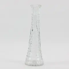 Clear Pressed Glass Bottle Vase Ornate Textured