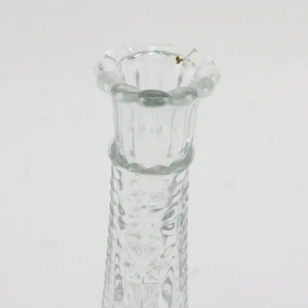 Clear Pressed Glass Bottle Vase Ornate Textured