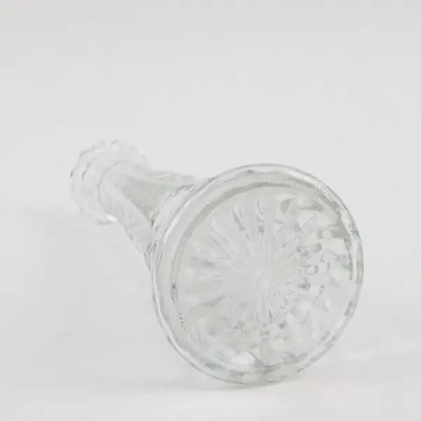 Clear Pressed Glass Bottle Vase Ornate Textured
