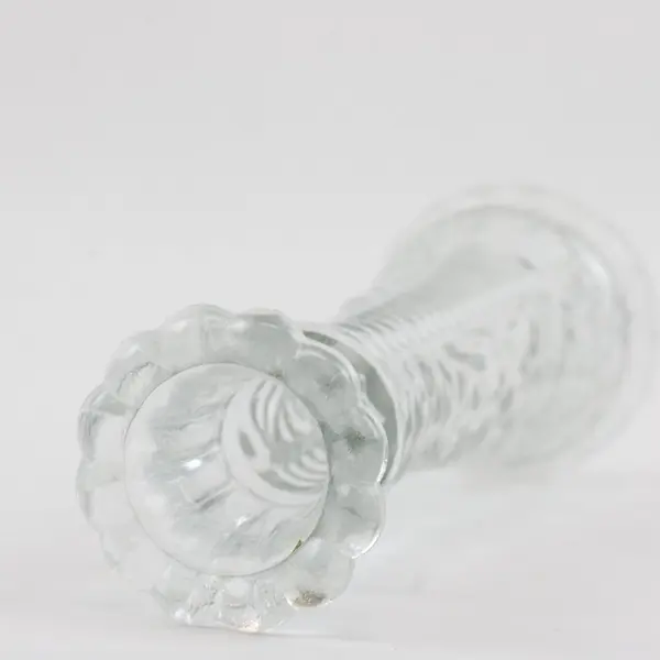 Clear Pressed Glass Bottle Vase Ornate Textured