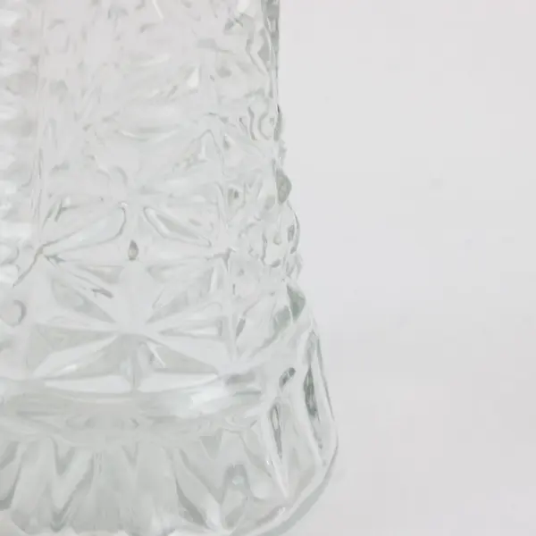 Clear Pressed Glass Bottle Vase Ornate Textured