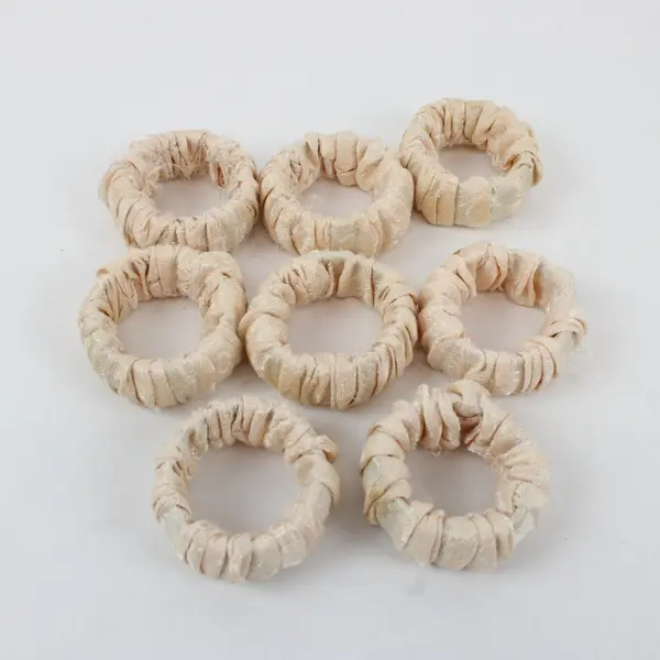 Lot of 8 beige/champagne color Fabric Napkin Holders