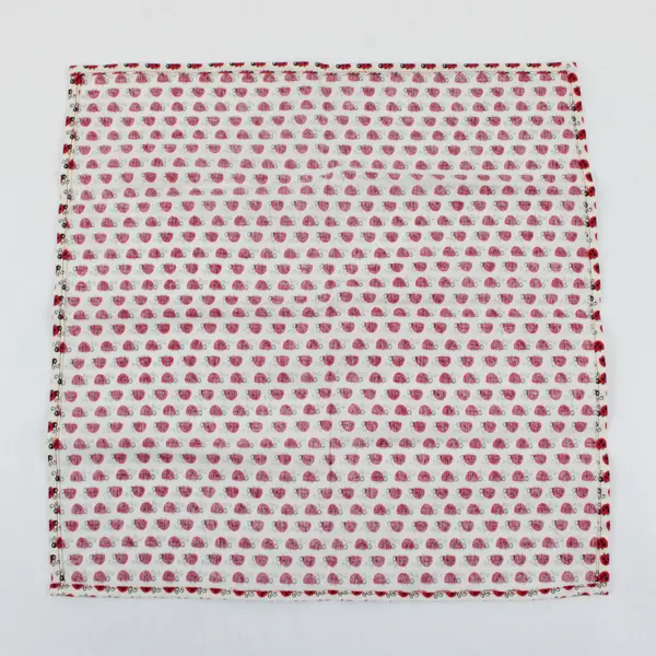 Lot of 7 Hand-Made Cotton Napkins, Ladybug Design 