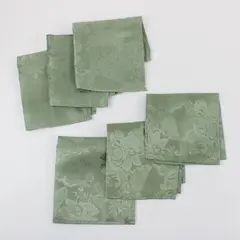 Set of 6 Sage Green Cloth Napkins 14" Sq., woven floral motif 