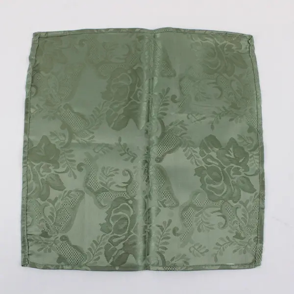 Set of 6 Sage Green Cloth Napkins 14" Sq., woven floral motif 