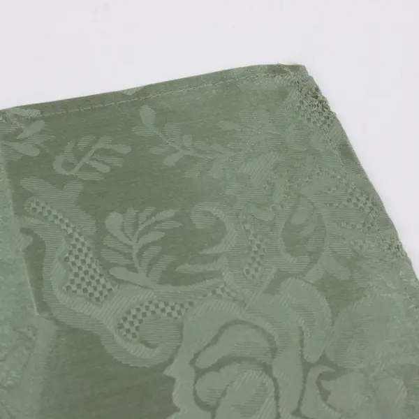 Set of 6 Sage Green Cloth Napkins 14" Sq., woven floral motif 