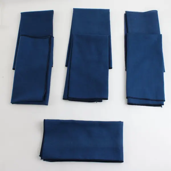 Lot of 7 Handmade Navy Blue Cotton Napkins, Square 16.8"x16.8" 