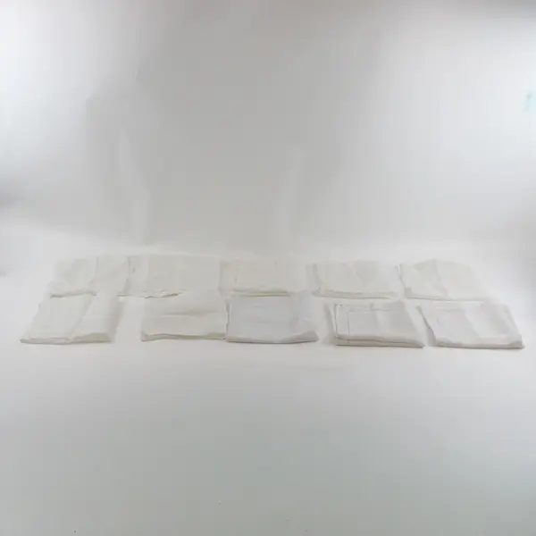 Set of 10 White Assorted Cotton & Linen Napkins, Square-shaped 16"x16" 