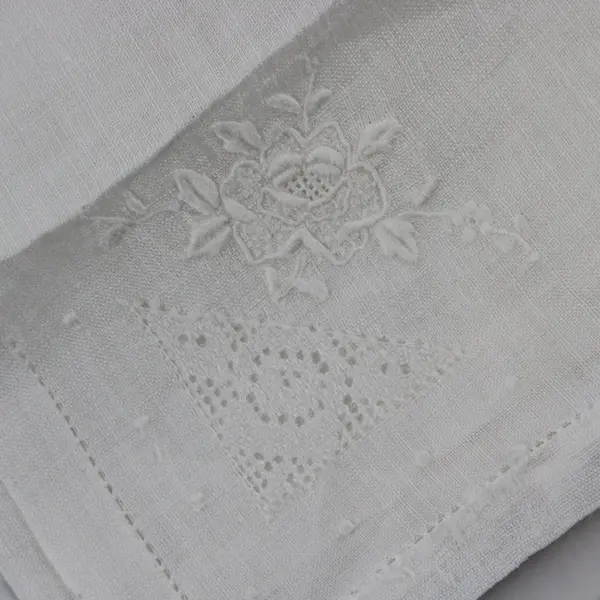 Set of 10 White Assorted Cotton & Linen Napkins, Square-shaped 16"x16" 