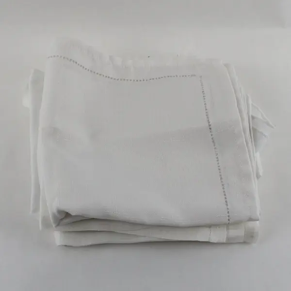 Set of 10 White Assorted Cotton & Linen Napkins, Square-shaped 16"x16" 