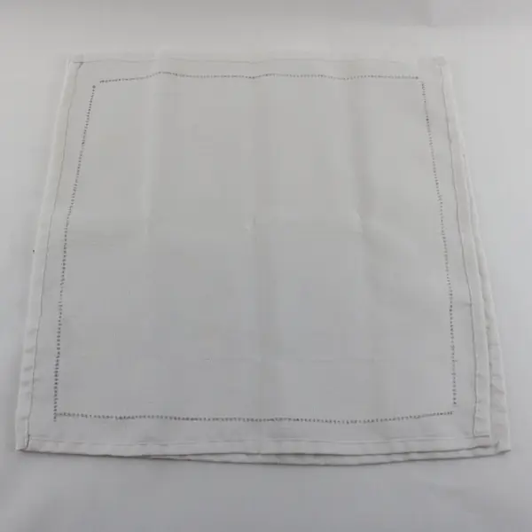 Set of 10 White Assorted Cotton & Linen Napkins, Square-shaped 16"x16" 