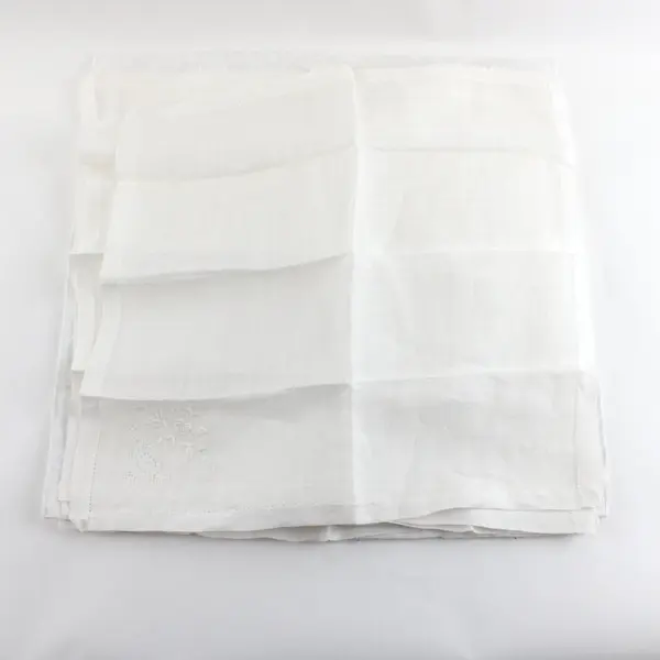 Set of 10 White Assorted Cotton & Linen Napkins, Square-shaped 16"x16" 