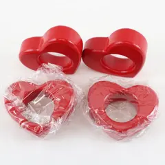 Current, Inc. 12186-1 Vintage Red Heart Wooden Napkin Rings 2 Orig Boxes 4