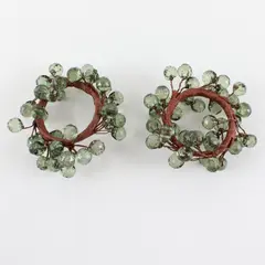 Set of 2 Matching Napkin Rings Green Hard Plastic Berries 