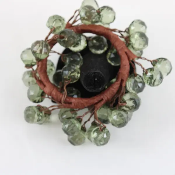 Set of 2 Matching Napkin Rings Green Hard Plastic Berries 