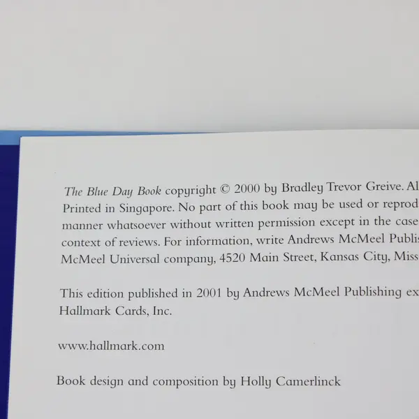 The Blue Day Book Bradley Trevor Greive A Lesson in Cheering Yourself Up