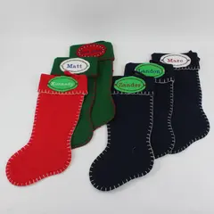 Lot of 6 Personalized Felt Christmas Stockings with Names