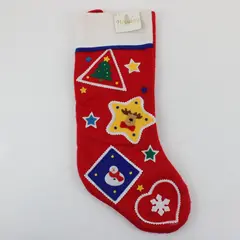 Holiday Elegance Red Christmas Stocking Snowman Reindeer Tree 17in