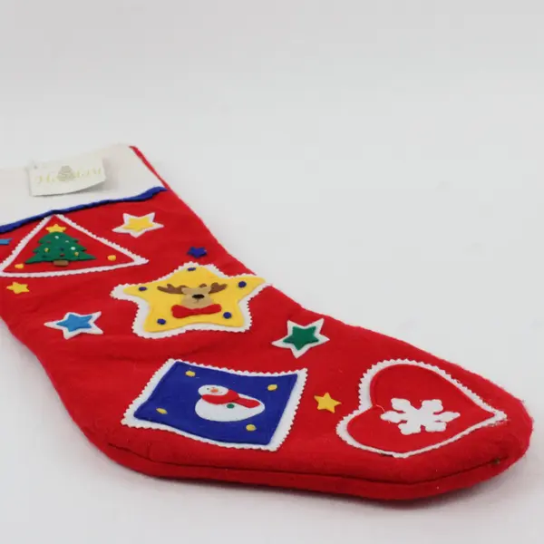 Holiday Elegance Red Christmas Stocking Snowman Reindeer Tree 17in