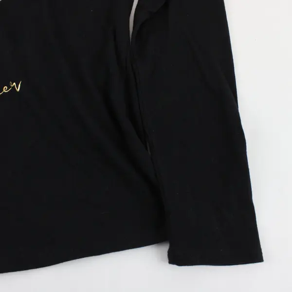 City Streets Womens Small Black Long Sleeve V-Neck Reindeer Graphic Tee