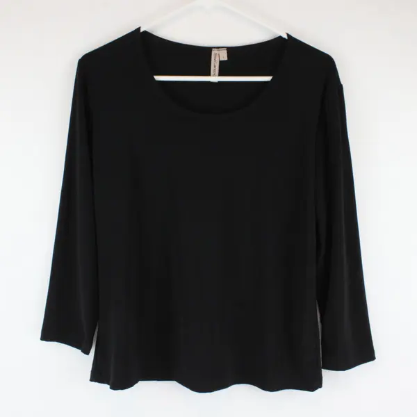 Susan Lawrence Black Scoop Neck 3/4 Sleeve Women's Top Large