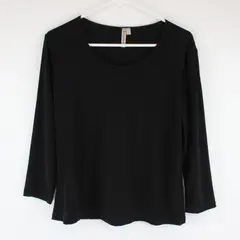 Susan Lawrence Black Scoop Neck 3/4 Sleeve Women's Top Large