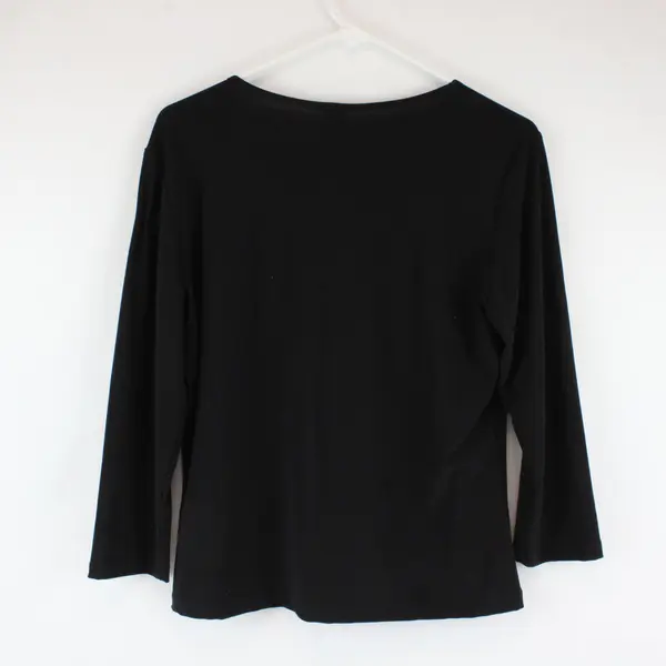 Susan Lawrence Black Scoop Neck 3/4 Sleeve Women's Top Large