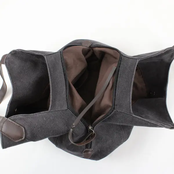 K2 Dark Gray Canvas Hobo Shoulder Bag Pre-Owned