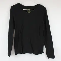 Faded Glory Womens Black Long Sleeve V-Neck Shirt Top Medium 8-10