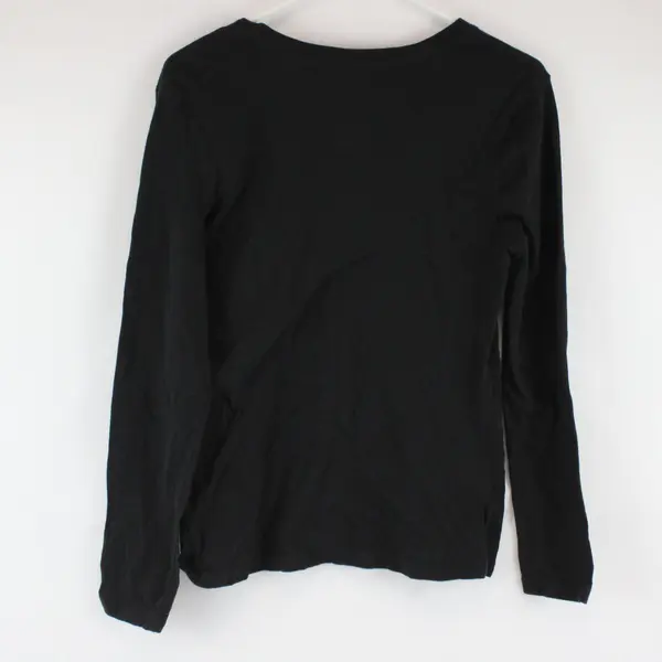 Faded Glory Womens Black Long Sleeve V-Neck Shirt Top Medium 8-10