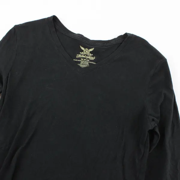 Faded Glory Womens Black Long Sleeve V-Neck Shirt Top Medium 8-10