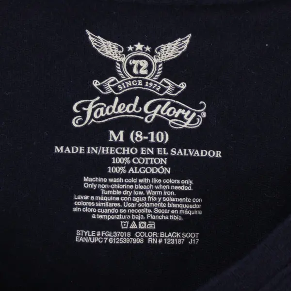 Faded Glory Womens Black Long Sleeve V-Neck Shirt Top Medium 8-10