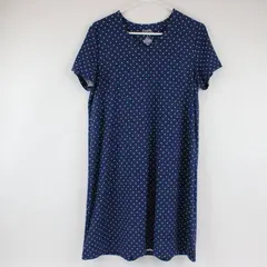 Croft & Barrow Women's Small Teal Polka Dot Navy Nightgown