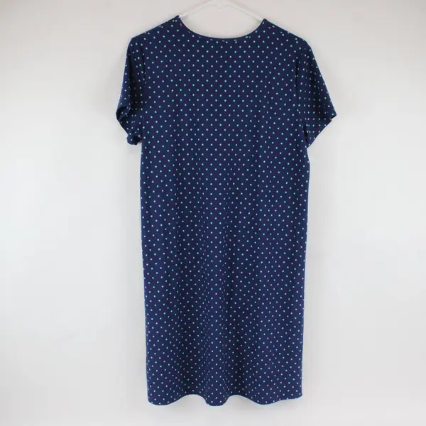 Croft & Barrow Women's Small Teal Polka Dot Navy Nightgown