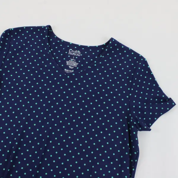 Croft & Barrow Women's Small Teal Polka Dot Navy Nightgown