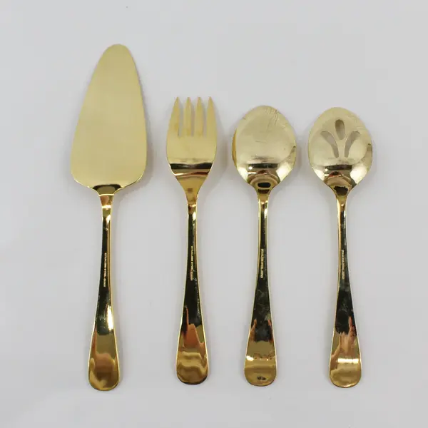Vtg Classic Traditions Gold Tone Hollyberry 4 Piece Serving Set
