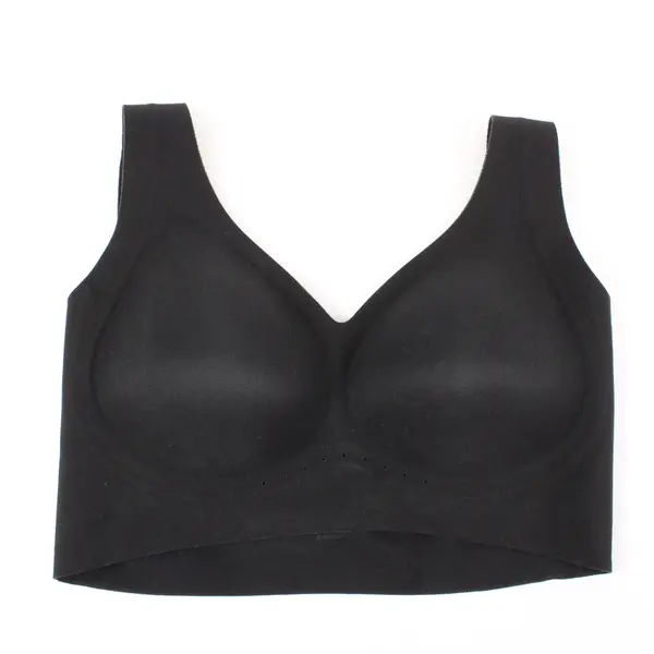 Women Black Wireless Seamless Comfort Bra Size L Molded Foam Wide Straps