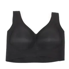 Women Black Wireless Seamless Comfort Bra Size L Molded Foam Wide Straps