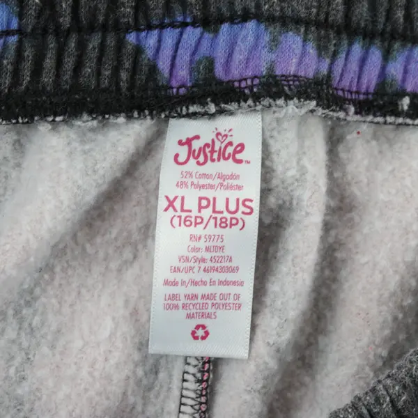 Justice Girls Black/Multicolor Tie-Dye Sweatpants Joggers XL Plus 16P/18P