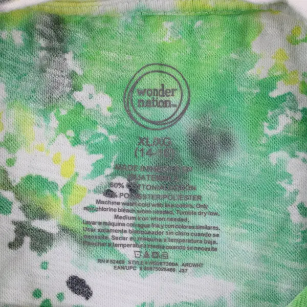 Wonder Nation Youth Green/Multicolor Tie-Dye Short Sleeve Shirt, Size XL (14-16)