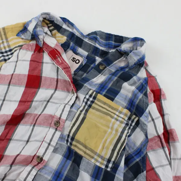 SO Goods For Life Women's Multicolor Flannel Plaid Long Sleeve Button-Up, Size M