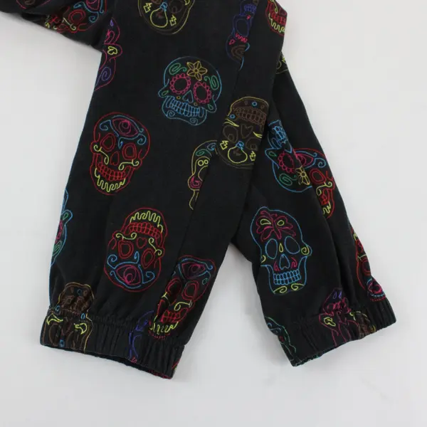 Shosho Women's Sweatpants Joggers with Day of the Dead Skulls Design, Size S